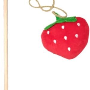 Interactive Wand Cat Toys Strawberry Kitten Teasing Stick Catnip Plush Toy Funny Cat Bite Resistant Stick (Red)