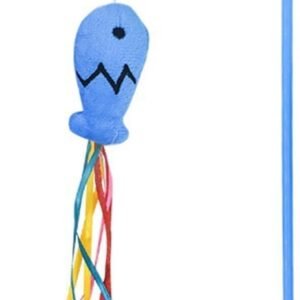 Blue Cat Wand Kitten Teaser Stick Portable Cat Teaser Fish Design Safe Colorful Balls Cats