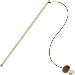 Cat Wand Toy for Indoor Cats, Natural Wood Cat Wand Toy with Mushroom Catnip Toy,Interactive Cat Toy Kitten Toy for Indoor Cats to Play Chase Exercis