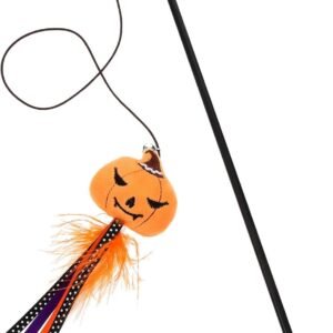 Halloween Cat Wand Toys Interactive Cat Teasing Stick Halloween Themed Toy Multifunctional Wand Toy Kitten Stick Funny Pet Launcher