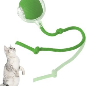Interactive Cat Toys Ball, Automatic Moving Electric Cat Toy Rolling Ball for Indoor Cat Exercise, USB Rechargeable, Green