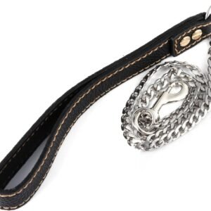 1Pc Stainless Steel Dog Leash Flat Chain Traction Rope for Pets Durable Comfortable Pet Hauling Cable for Walking and Training