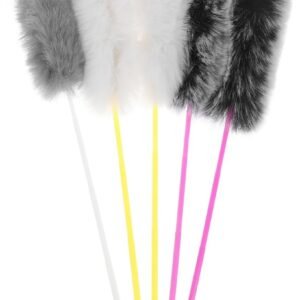 5 Pcs String Plush Cat Teaser Wand - Interactive Kitten Training and Workout Toy - Funny Stick for Cats (Random Color)