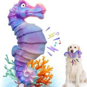 Dog Chew Toys for Aggressive Chewers: Squeaky Dog Chew Toys for Large Dogs-Tough Interactive Toys for All Breeds-Rubber Belly- ChewToys with Fun Squeaky Sound for Boredom
