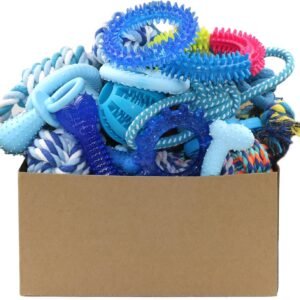 20 Pack Puppy Chew Toys - Blue Dog Teething Toys for Puppies, Puppy Teething Rings and Durable Ropes, Blue Rubber Toy Bundle for Small Dogs, Cute Interactive Dog Balls for Small Breed