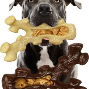 2 Pack Dog Chew Toys for Aggressive Chewers,Boredom and Stimulating Best Dog Toys for Medium/Large Breed,Tough Almost Indestructible Dog Bones for Teeth Cleaning and Training