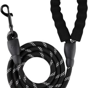 5FT Dog Leash with Soft Padded Handle, Pet Highly Reflective Leash for Small Medium Large Sized Dogs, 1/2 Inch, Black