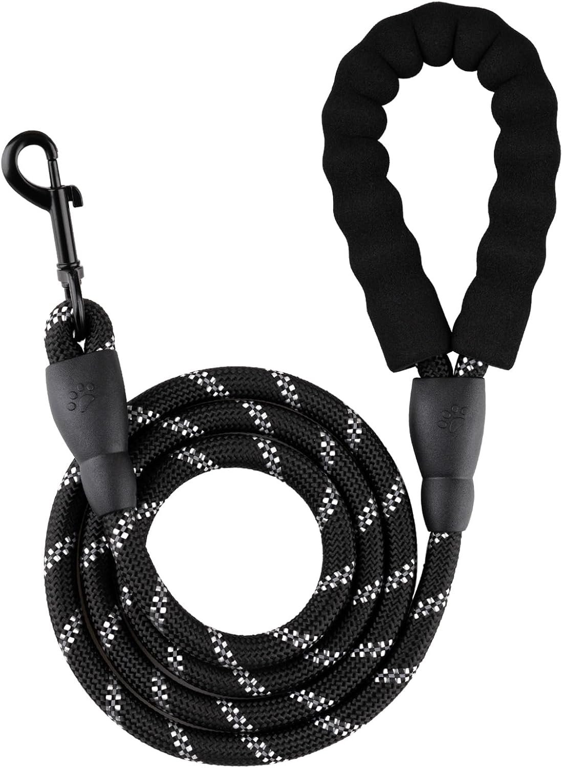 5FT Dog Leash with Soft Padded Handle, Pet Highly Reflective Leash for Small Medium Large Sized Dogs, 1/2 Inch, Black