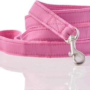 Recycled Ribbon Dog Leash 7 Ft. for All Pet Breeds, Hot Pink, One Size